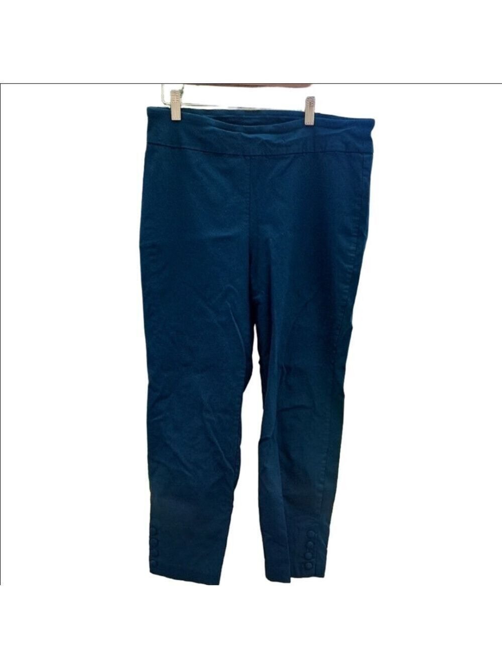 Counterparts Teal High Waisted Pants Size 14 Button Detail Stretchy